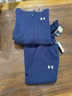 Under Armour Toddler Boys 2 pc Jogging Zip up Sweat Suit set Navy sz 3T  NWT NEW